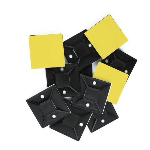 Set von 10 Kabel- und Drahtorganisatoren | Kabelbinder und Basis mit Schaumband | Schwarz | KZ-D06-40MM