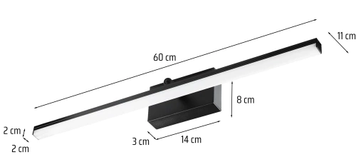 Wandleuchte über dem Spiegel | Badezimmerbeleuchtung | Lampe, Bildleuchte | MIR-60CM
