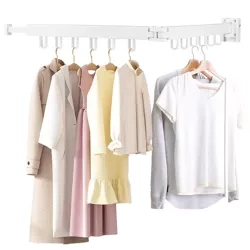Kleiderständer klappbar | Wandmontage, ausziehbar, mit Haken | weiß | LYJ-D60-WHITE