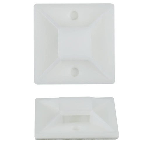 Kabel- und Leitungsorganizer Set | 10 Stück, Kabelbinder mit Basis und Schaumstoffklebeband, 40 mm | weiß | KZ-D06-40MM