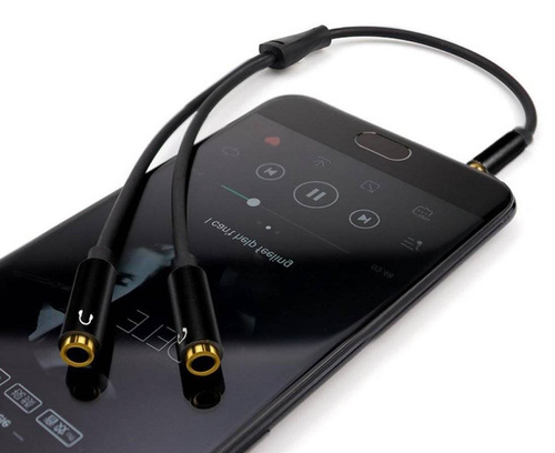 Mini-Jack-Splitter | vergoldete Enden und Anschlüsse | HQ-Qualität | AH2-B-33CM-Schwarz