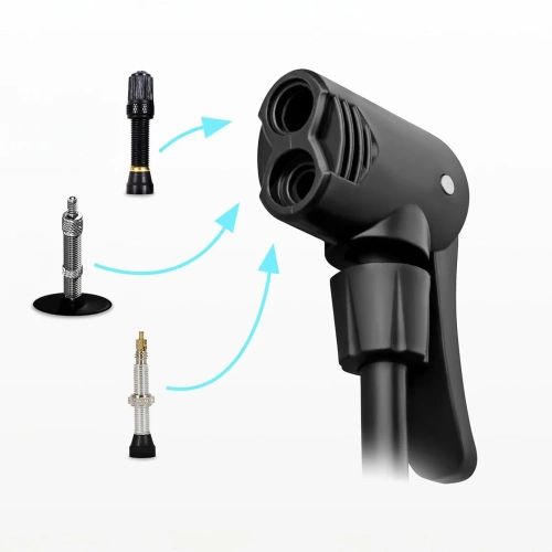 Standpumpe für Fahrräder mit Manometer und Adaptern für Presta, Schrader und Dunlop | Universal-Standpumpe | ZY-6138B