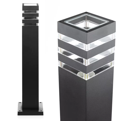 Gartenleuchte Stehleuchte | Aluminium-Sockelleuchte 60 cm | schwarz matt | 230 V, E27-Fassung