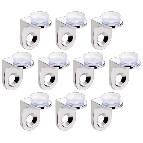 Regalbodenhalter | 10 Stück Stützwinkel für Glasböden | silber | FB-A15-SILVER