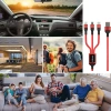 USB 3-in-1 Kabel | Micro-USB, USB Typ-C, Lighting | Nylon-Kabel 1,2m | B5-3in1-rot