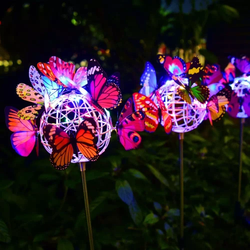 Solarblume | Solar-LED-Gartenlaterne Schmetterlinge | 65 cm, 600mAh | FLD-09-C
