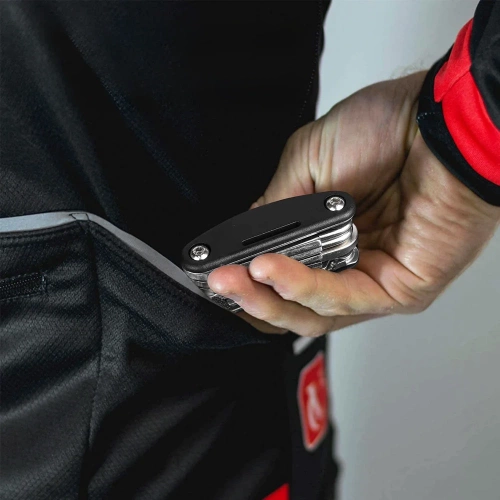 Fahrrad-Multitool | 16-in-1 Werkzeugsatz mit Innensechskantschlüsseln, Torx, Stecknüssen, Ampullen | MFT-16in1