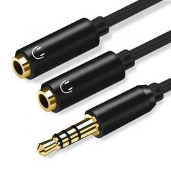 Mini-Jack-Splitter | vergoldete Enden und Anschlüsse | HQ-Qualität | AH2-B-33CM-Schwarz