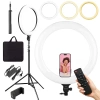 Ringlicht 45 cm mit Stativ 210 cm | Beleuchtungsset für Make-up oder Streaming | RL-480 2in1