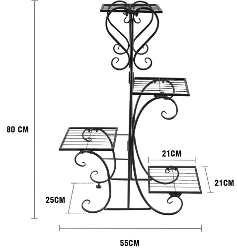 Metall-Pflanzenständer | Regal für Pflanzen | schwarz | MF-S05-BLACK