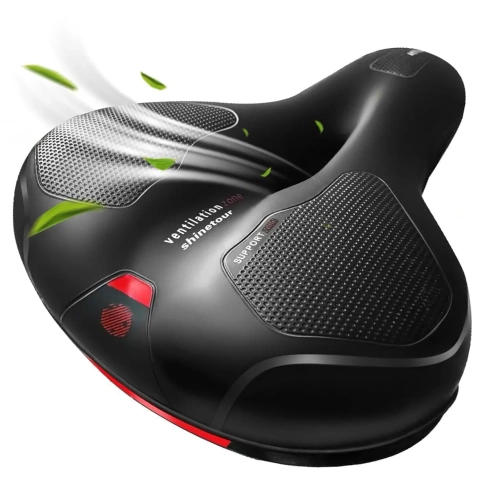Belüfteter Fahrradsattel | Anti-Schock-Konstruktion | Reflektoren | JC-011-SCHWARZ