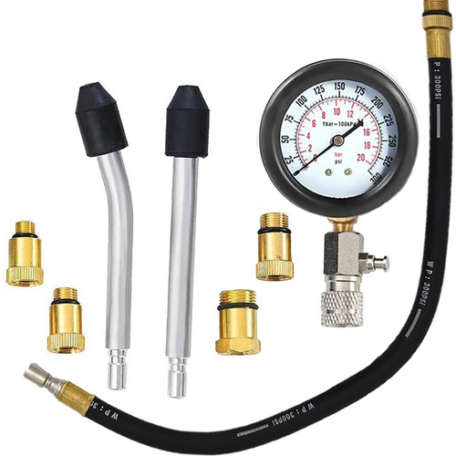 Kompressionsdruckprüfer für Benzinmotoren | 8-teiliges Set | Messbereich 0–20 bar | CPG-09