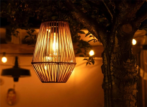 Kabellose Solarlampe | Gartenlampe mit Halterung | JX21-Bambus