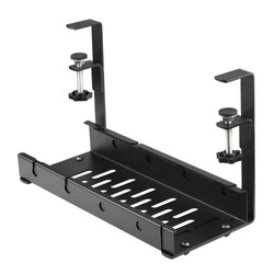 Verstellbarer Kabel-Organizer für Schreibtischunterbau 29-53 cm | Korb, Führung, Halterung | Schwarz | CWT-O3