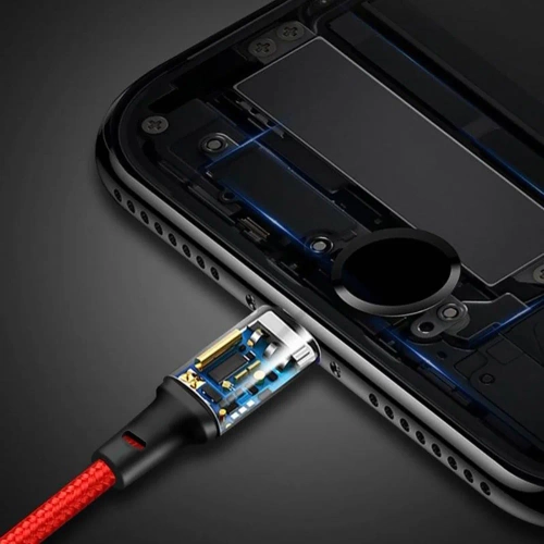 USB-Ladekabel 3-in-1 | Micro-USB, USB Typ-C, Lightning, Nylonkabel 1,2 m | rot | B5-3in1-red