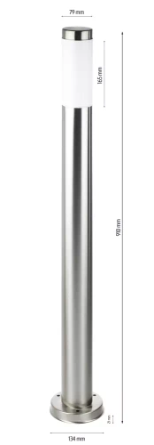 Gartenstehlampe, runder Pfosten für E27-Glühbirne | 230V Stromversorgung, Edelstahl | Inox, 90cm | LLR-90CM