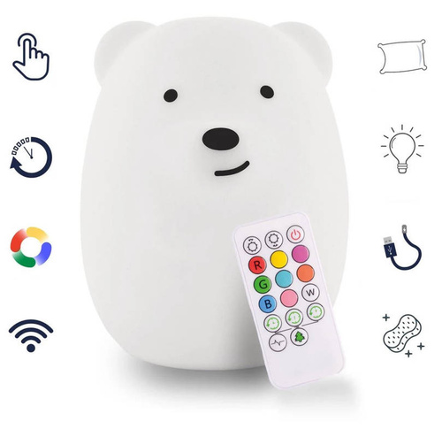 Silikon-LED-Nachtlicht für Kinder | Bärchen LED | IR-Fernbedienung | NL-04