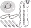 Montageset für Hängesessel, Schaukeln, Hängematten | Halterung, Kette 1,5 m, 2x Karabiner, 4x Dübel | ACS-08-silber