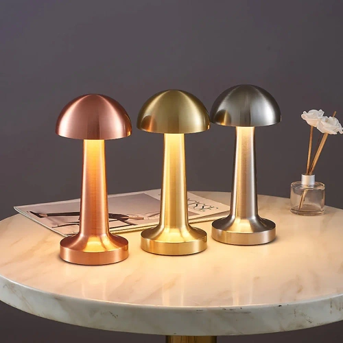 Kabellose Tischlampe | Touch-Nachtlicht mit einstellbarer Lichtfarbe | Pilz-USB-Lampe | HJA11-SILVER