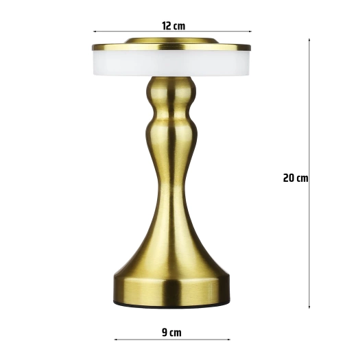 Tischlampe mit integriertem Akku | Nachtlicht mit drei Leuchtfarben | Stimmungsvolle Lampe für Hotel, Restaurant | HJA14-A-GOLD