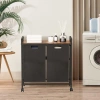 Wäschekorb mit Regal | Doppelfach-Wäschekorb | Wäschekorb mit Rollen | MZ-B20-BLACK