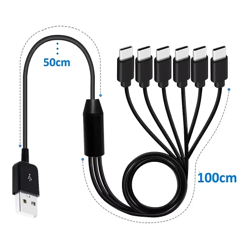 USB-Kabel 1,5m 6-in-1 | Multifunktionales Datenübertragungskabel | USB-TPC-6in1-150CM