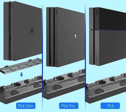 Kühlständer für PlayStation 4 / Slim / Pro | Dockingstation mit 3-Port USB-Hub | HB-P06-3in1-B