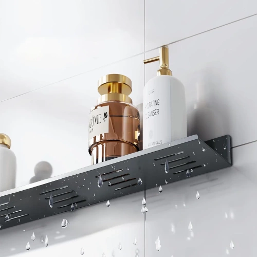 Badezimmer Wandregal aus Metall | 80 cm | schwarz | BDS-L80CM-B