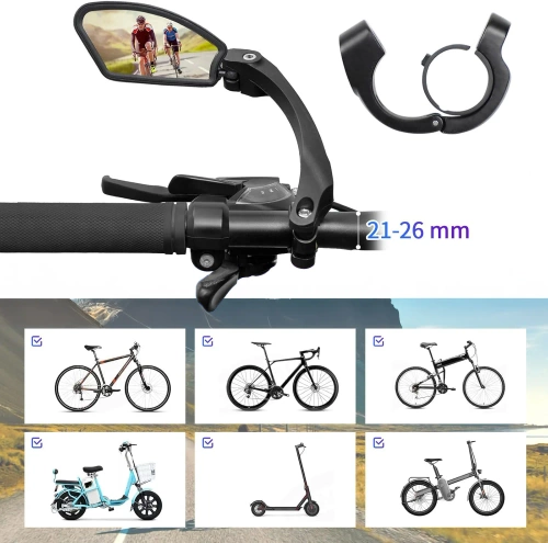 Lenkerspiegel-Set | Universal, drehbar, geeignet für Fahrrad und E-Scooter, Rückspiegel | HSJ-210