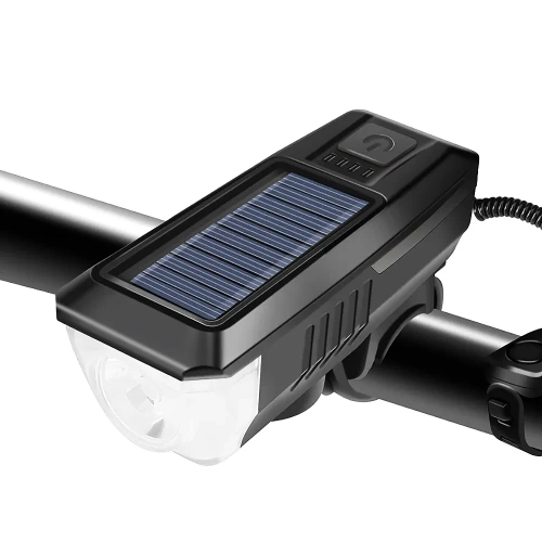  Solar-Fahrradlicht mit leistungsstarker 350lm LED, 120dB Hupe und USB/Solar-Aufladung | Fahrradlichter mit Hupe | QX-LY-17