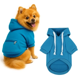 Hundepullover mit Kapuze für Hunde und Katzen | Größe M | blau | PET-015M-BL