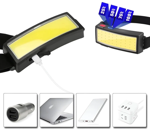 LED-Stirnlampe | Stirnband | schwarz | HWL-120-BLACK