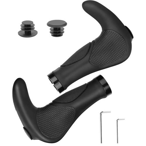 Ergonomische Fahrradgriffe | Rutschfeste TPR-Gummigriffe | BHD-233-BK