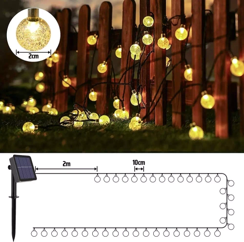 Solar-Garten-Lichterkette LED | 6 Meter, 40 LED-Lampen | SDC-Q40LED-6M