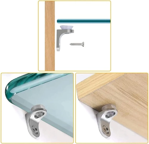 Regalbodenhalter | 10 Stück Stützwinkel für Glasböden | silber | FB-A15-SILVER