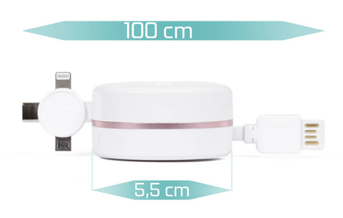 Ausziehbares 3-in-1-Kabel | 1M | 4 Farben | T10-1M