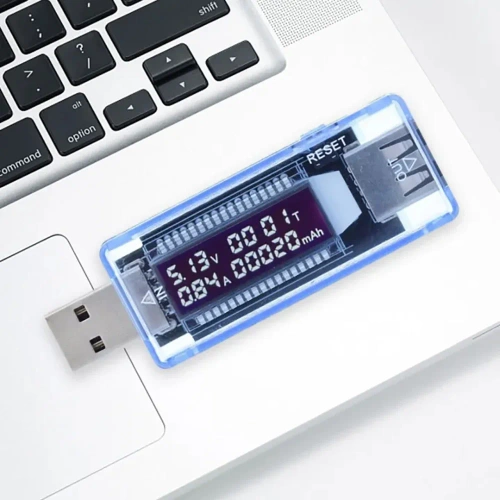 Digitales USB-Voltmeter | Spannungs- und Strommessgerät, Batteriekapazitäts-Tester, multifunktionales Prüfgerät | blau | KWS-V20-BLUE