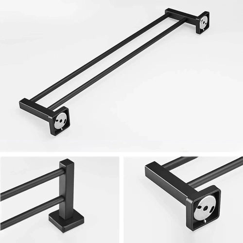 Handtuchhalter | Wandmontage | 60 cm | schwarz | MJR-60CM-2-BLACK