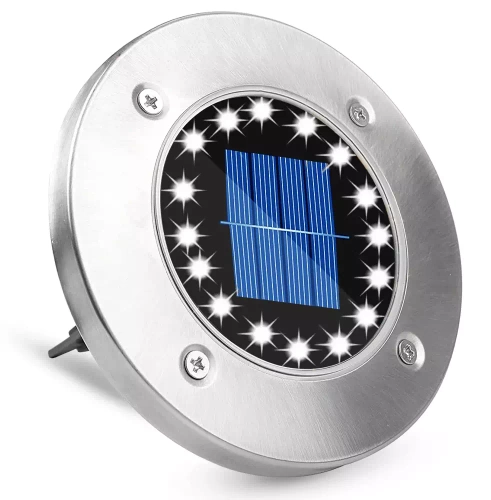 LED-Gartenleuchte, Bodeneinbau, Erdspieß | 16 LED | Edelstahl | ⌀ 11,5 cm | YNG-16LED-WC