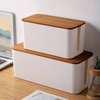 JB2389-S | Kabelmanagement Organizer Box mit Bambusdeckel inkl. | Kabelorganisation - Steckdosenleiste und Kabel verstecken für zu Hause und Büro | Größe S
