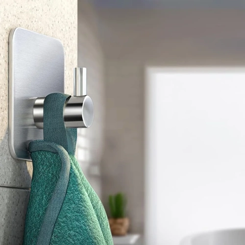 Silberner Kleiderhaken für Kleidung, Handtücher, Geschirrtücher | Selbstklebende Halterung für Küchenutensilien | BXG-4PCS-SILVER