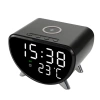 Smarter LED-Wecker mit 15-W-Qi-Ladegerät, Thermometer und 3 Alarmen | USB-Uhr fürs Schlafzimmer | SZ07-15W-BR