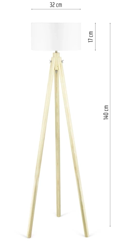 Weiße Stehlampe | Boho Beleuchtung für Wohnzimmer, Schlafzimmer | Weiße Stehlampe mit Holzgestell | DYT-L150