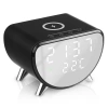 Smarter LED-Wecker mit 15-W-Qi-Ladegerät, Thermometer und 3 Alarmen | USB-Uhr fürs Schlafzimmer | SZ07-15W-BR