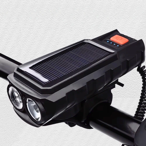 Solar Fahrradlicht mit Hupe 130 dB | LED-Beleuchtung 400 lm | Wasserdichtes Fahrradlicht | QX-LY-17-2 