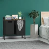 Wäschekorb mit Regal | Doppelfach-Wäschekorb | Wäschekorb mit Rollen | MZ-B20-BLACK