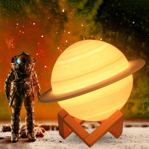 Tischlampe in Form von Saturn | Nachtlicht mit RGB-Fernbedienung | Farbwechselnde Kinderlampe | XK-D13