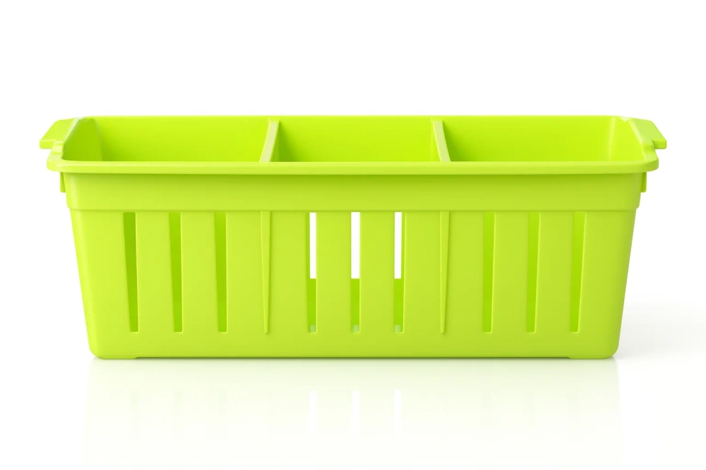 Leerer grüner Organizer mit seitlichen Belüftungsöffnungen