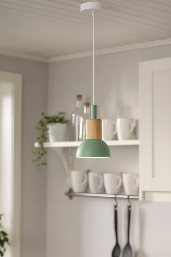 Pendelleuchte mit Schirm aus grünem Glas und Holz | skandinavisches, minimalistisches Design mit E27-Fassung | grün | YG-XD002A-G