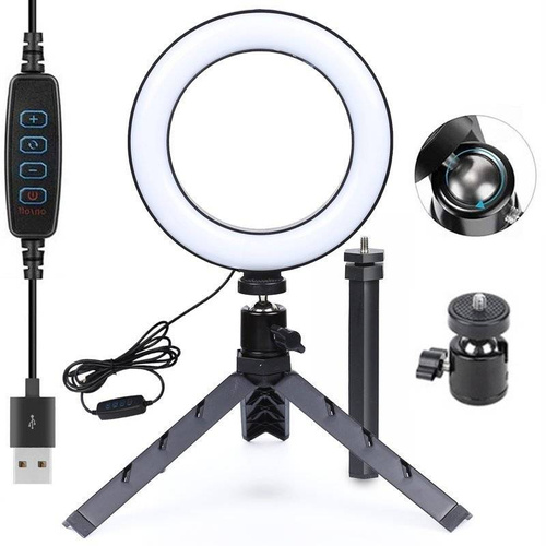 Ringleuchte RING LED 16 cm mit 34 cm Stativ und Netzladegerät